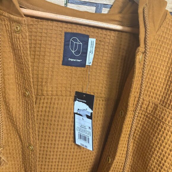 Original Use Brown Waffle Knit Zip Up Jacket Size Large - Picture 5 of 6